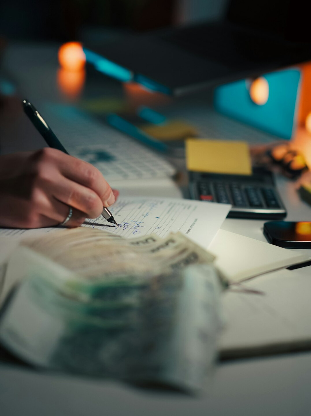 notebook with budget notes