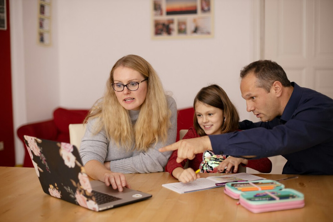 family creating budget plan